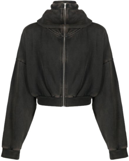 Entire Studios Cropped Full Zip Washed Black Zwart