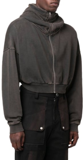 Entire Studios Cropped Full Zip Washed Black Zwart