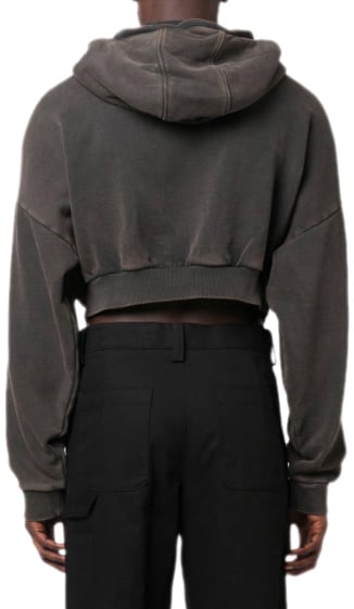Entire Studios Cropped Full Zip Washed Black Zwart