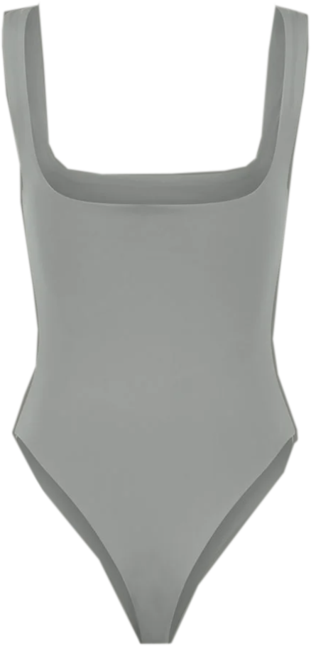 Entire Studios Square Neck Bodysuit Nylon Spandex Rhino Grijs