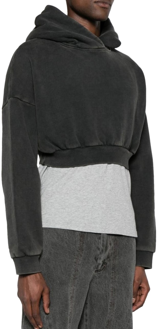 Entire Studios Cropped Heavy Hood Washed Black Zwart
