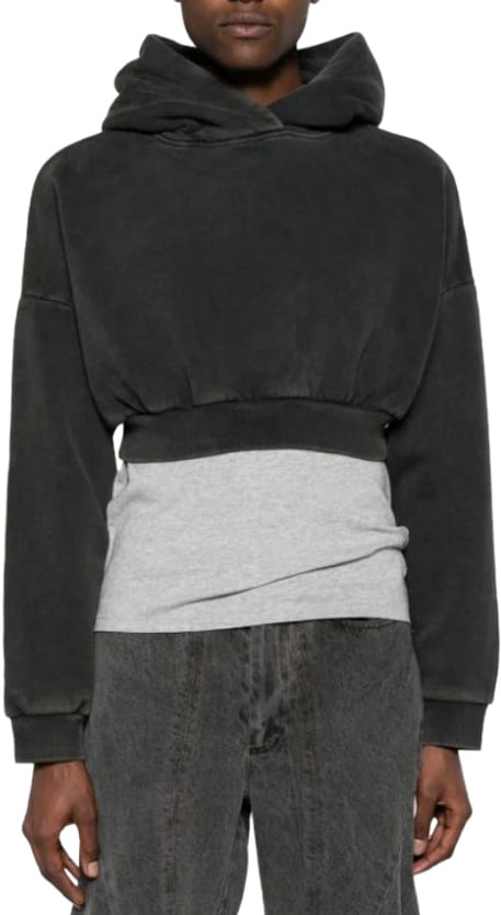 Entire Studios Cropped Heavy Hood Washed Black Zwart