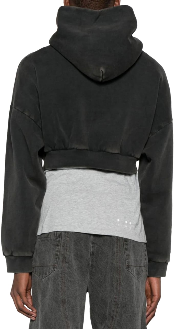Entire Studios Cropped Heavy Hood Washed Black Zwart