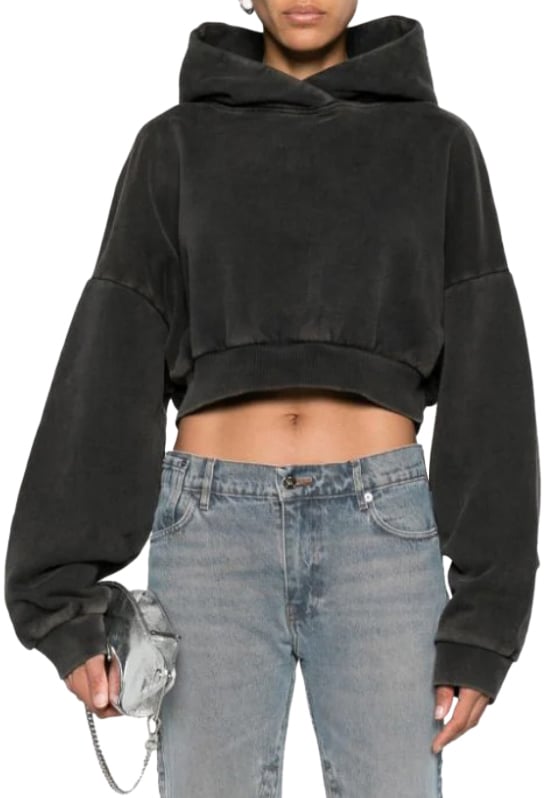 Entire Studios Cropped Heavy Hood Washed Black Zwart