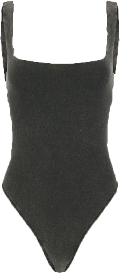 Entire Studios Square Neck Bodysuit Washed Black Zwart