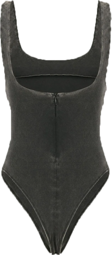 Entire Studios Square Neck Bodysuit Washed Black Zwart