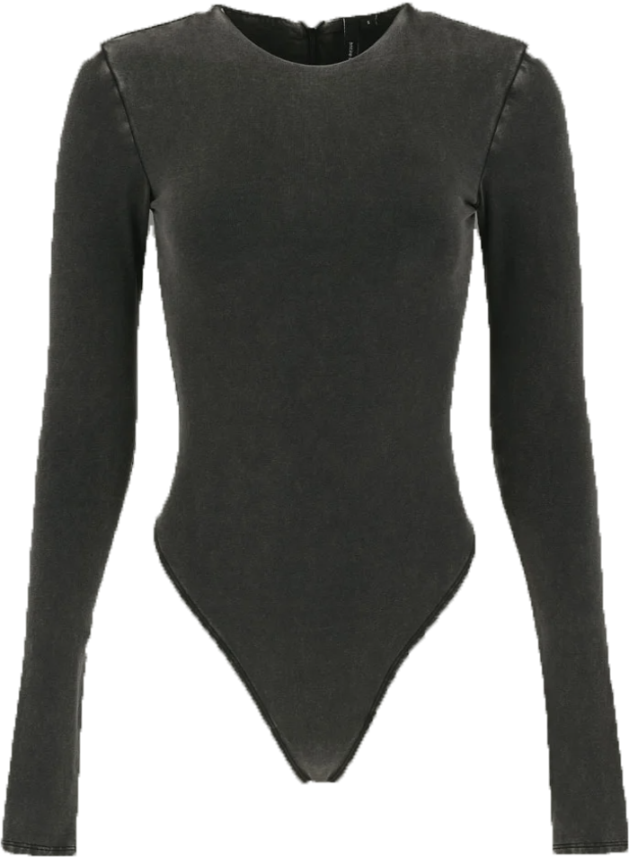 Entire Studios Ls Bodysuit Washed Black Zwart