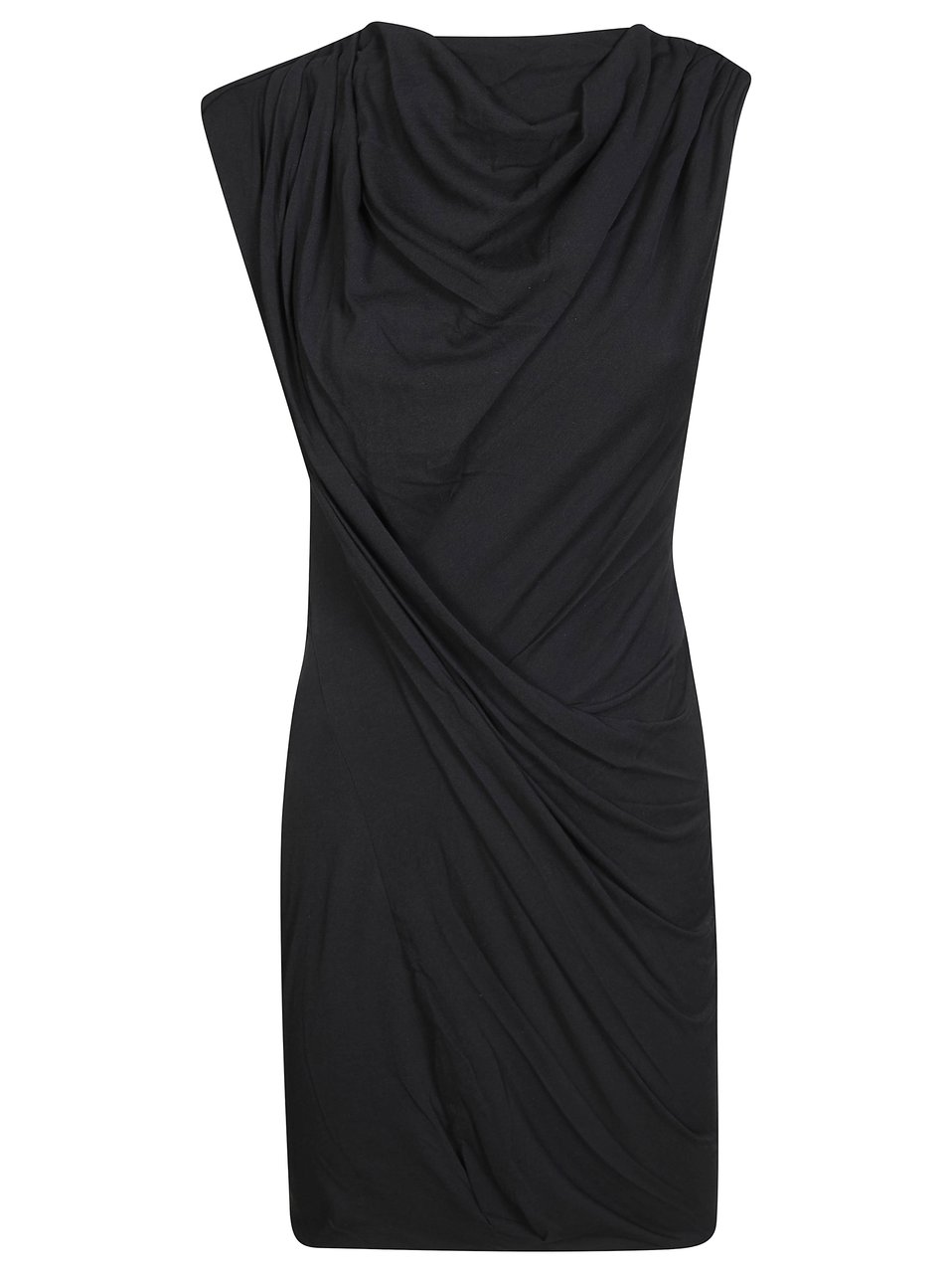 Entire Studios Asymmetrical Twist Draped Mini Dress Zwart