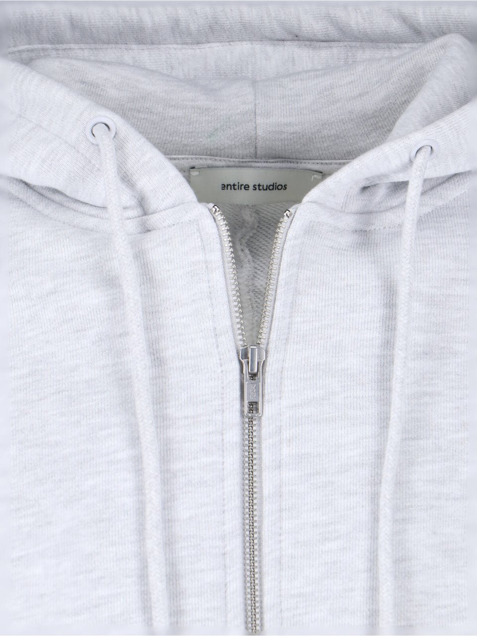 Entire Studios Grey Cotton Zip-Up Drawstring Hoodie Grijs