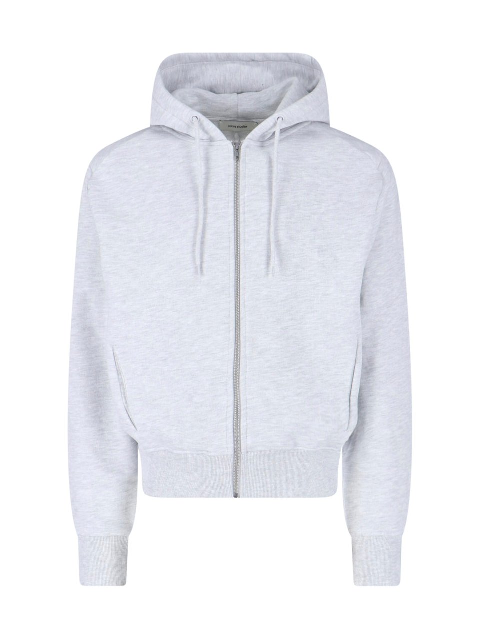 Entire Studios Grey Cotton Zip-Up Drawstring Hoodie Grijs