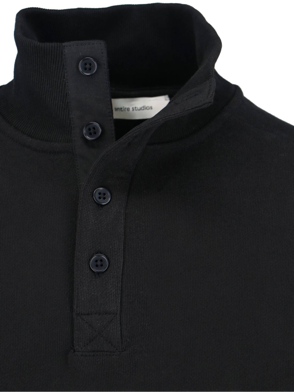 Entire Studios Black Port High-Collar Cotton Sweatshirt Zwart