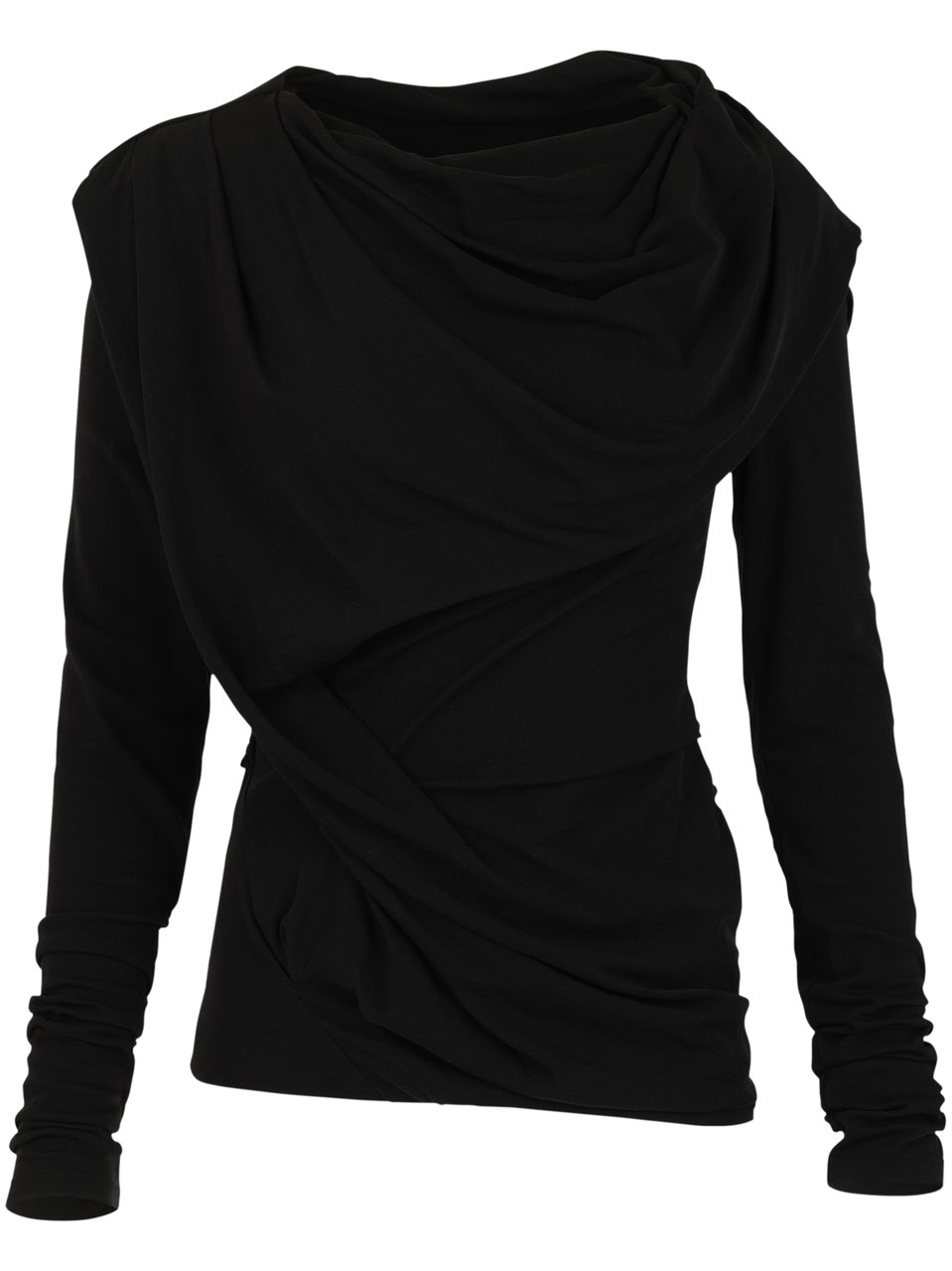 Entire Studios Twisted Draped Black Long-Sleeve Top Zwart