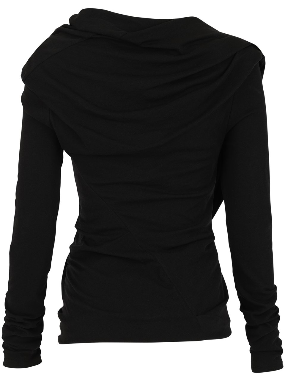Entire Studios Twisted Draped Black Long-Sleeve Top Zwart