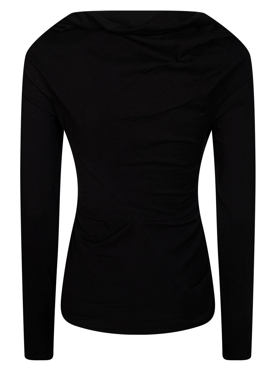 Entire Studios Draped Neckline Fitted Long Sleeve Top Zwart