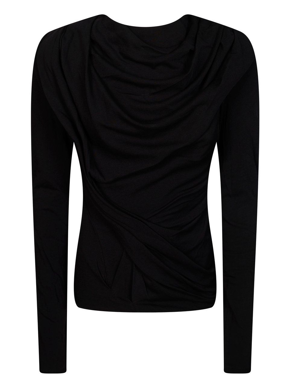 Entire Studios Draped Neckline Fitted Long Sleeve Top Zwart