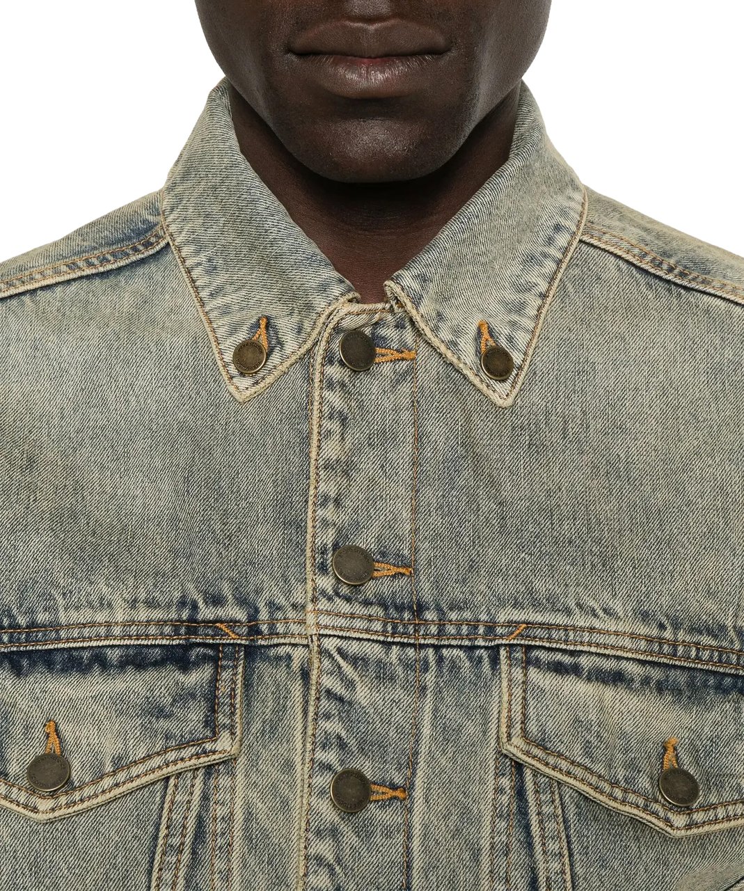Entire Studios Shrunken Denim Jacket Surface Wave Blauw