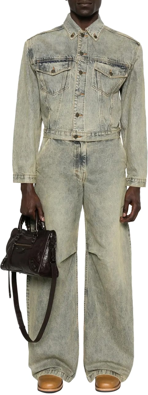 Entire Studios Shrunken Denim Jacket Surface Wave Blauw