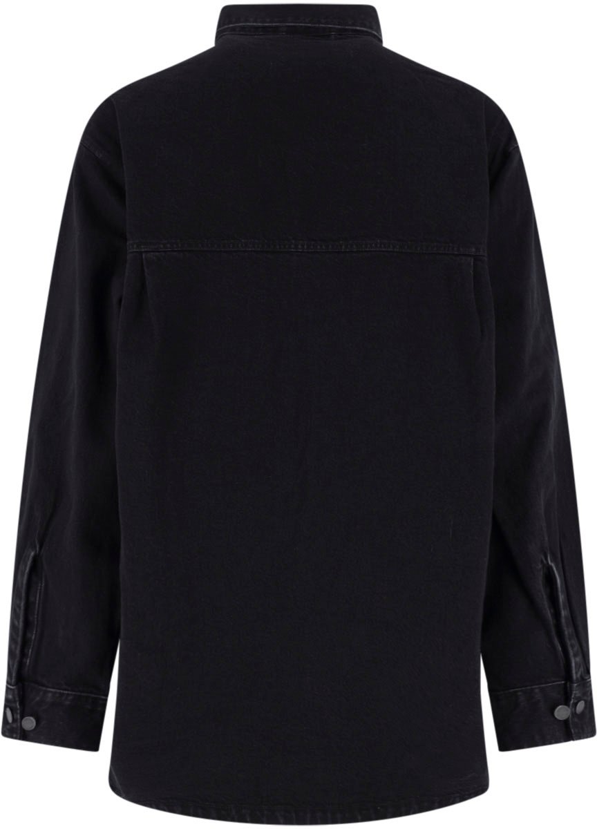 Entire Studios Black Long-Sleeve Concealed Button Shirt Zwart