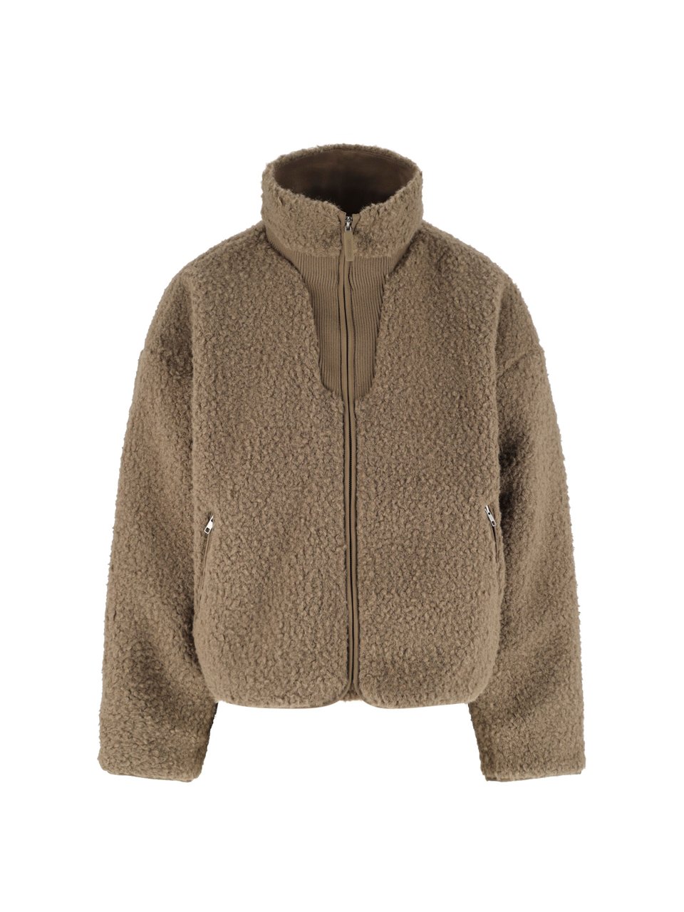 Entire Studios Taupe Cropped Plush Teddy Jacket Bruin