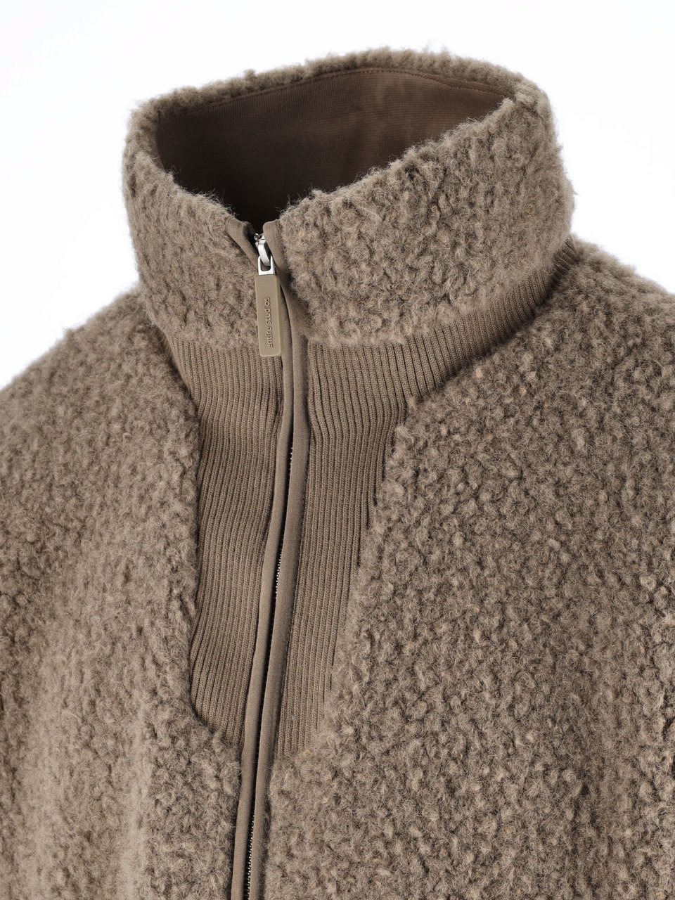 Entire Studios Taupe Cropped Plush Teddy Jacket Bruin