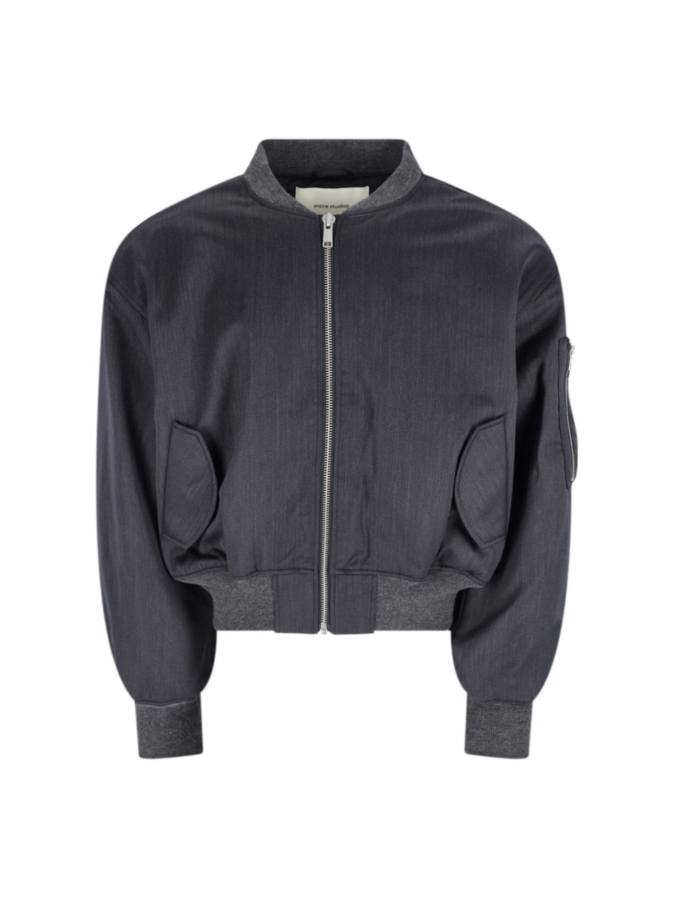 Entire Studios Bomber Jacket with Ribbed Collar Grijs