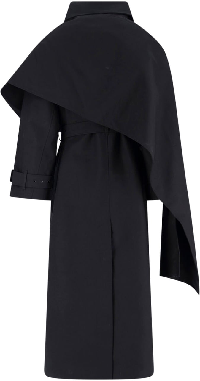 Entire Studios Black Asymmetrical Cape Overlay Jacket Zwart