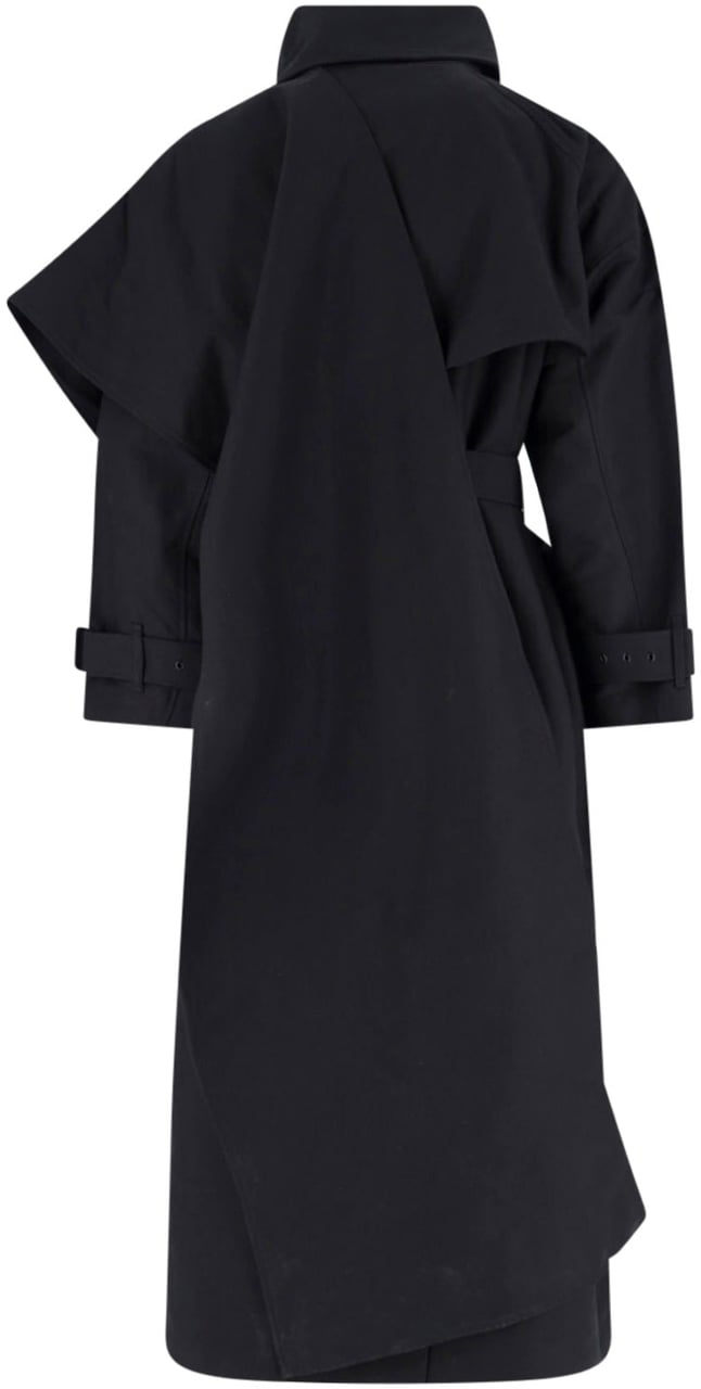 Entire Studios Black Asymmetrical Cape Overlay Jacket Zwart