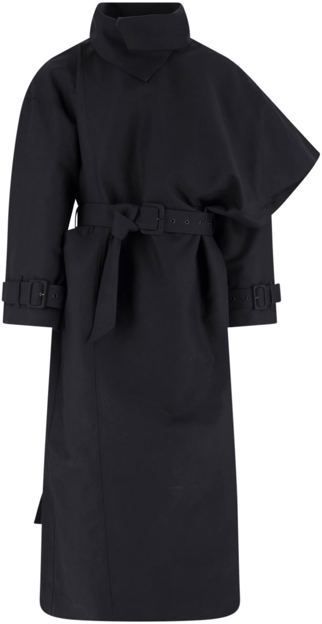 Entire Studios Black Asymmetrical Cape Overlay Jacket Zwart