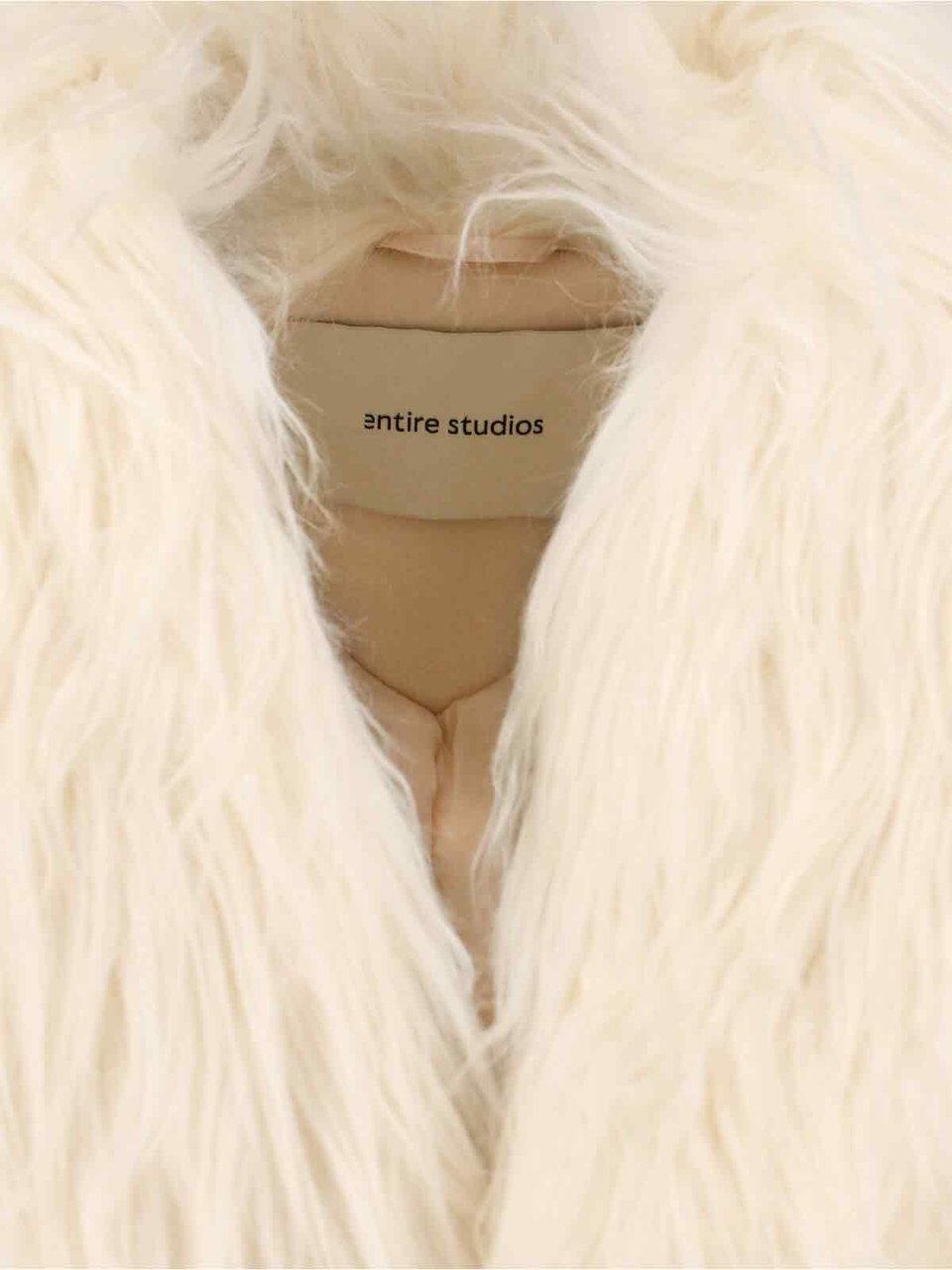 Entire Studios Faux Fur Cream Coat with Adjustable Belt Neutraal