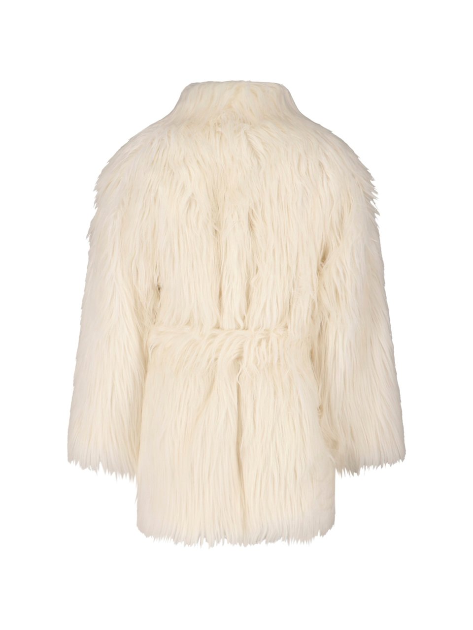 Entire Studios Faux Fur Cream Coat with Adjustable Belt Neutraal