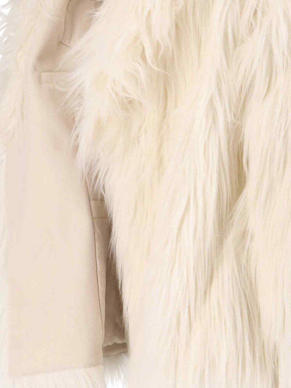 Entire Studios Faux Fur Cream Coat with Adjustable Belt Neutraal