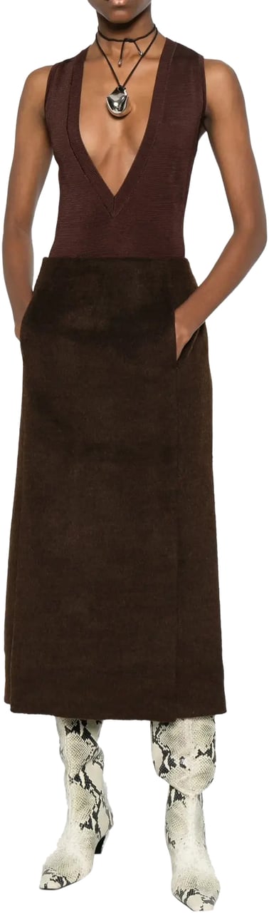 Entire Studios Tailored Midi Skirt Brown Bruin
