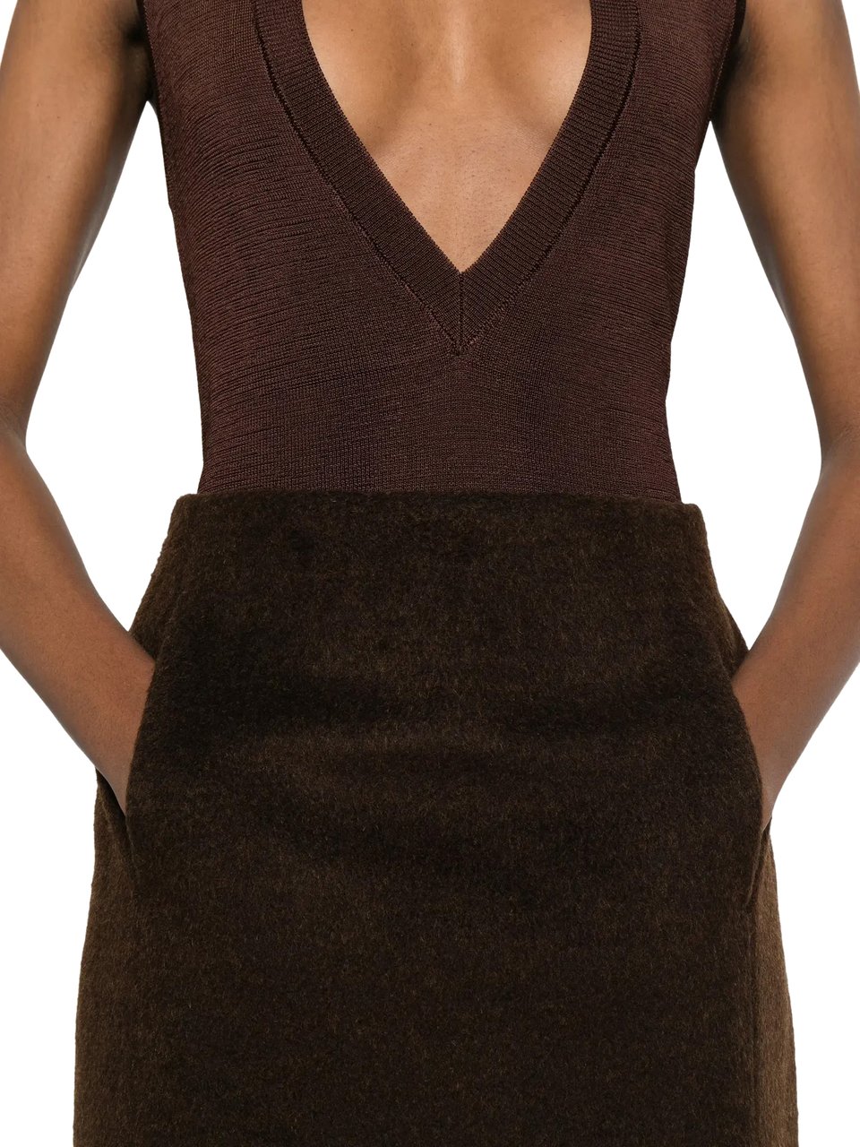 Entire Studios Tailored Midi Skirt Brown Bruin