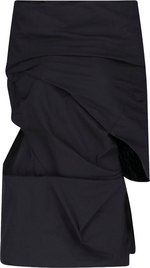 Entire Studios Black Asymmetrical Draped Sculptural Top Zwart