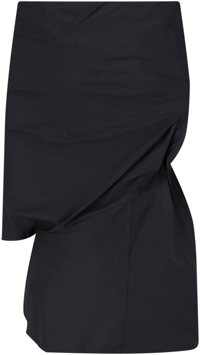 Entire Studios Black Asymmetrical Draped Sculptural Top Zwart