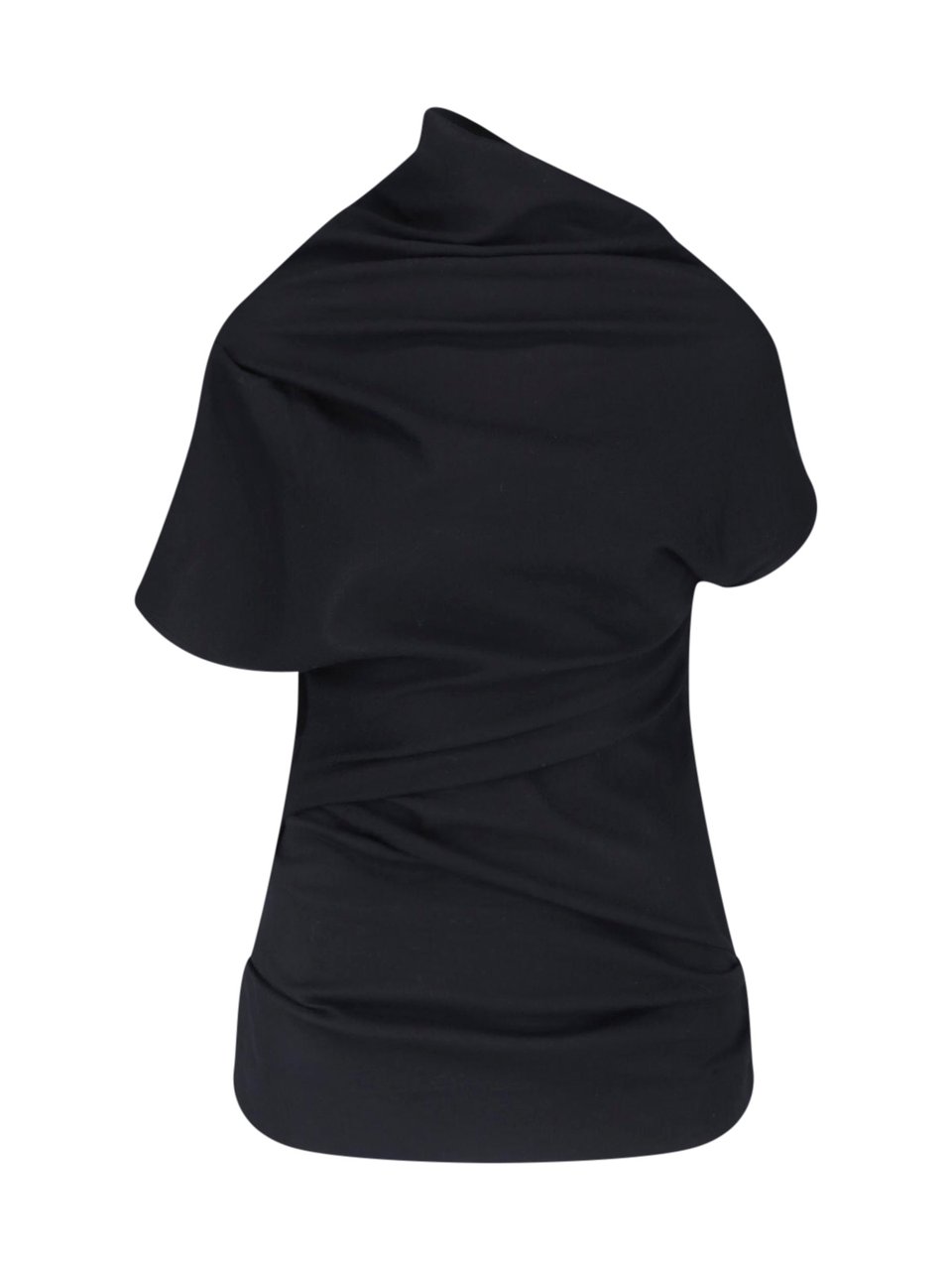 Entire Studios Black Asymmetrical Draped Draped Top Zwart