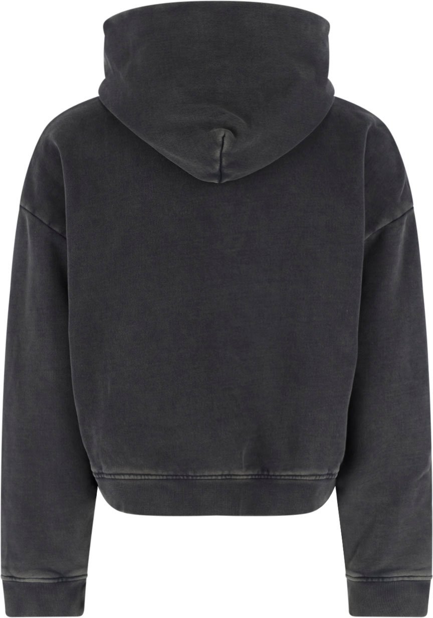 Entire Studios Black Washed Cropped Zip Hoodie Zwart