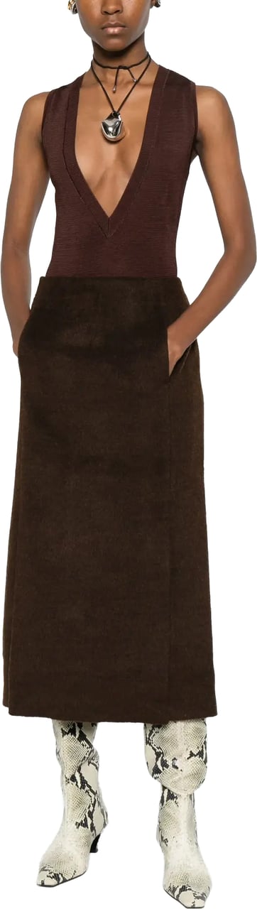 Entire Studios Deep V Neck Bodysuit Chocolate Bruin