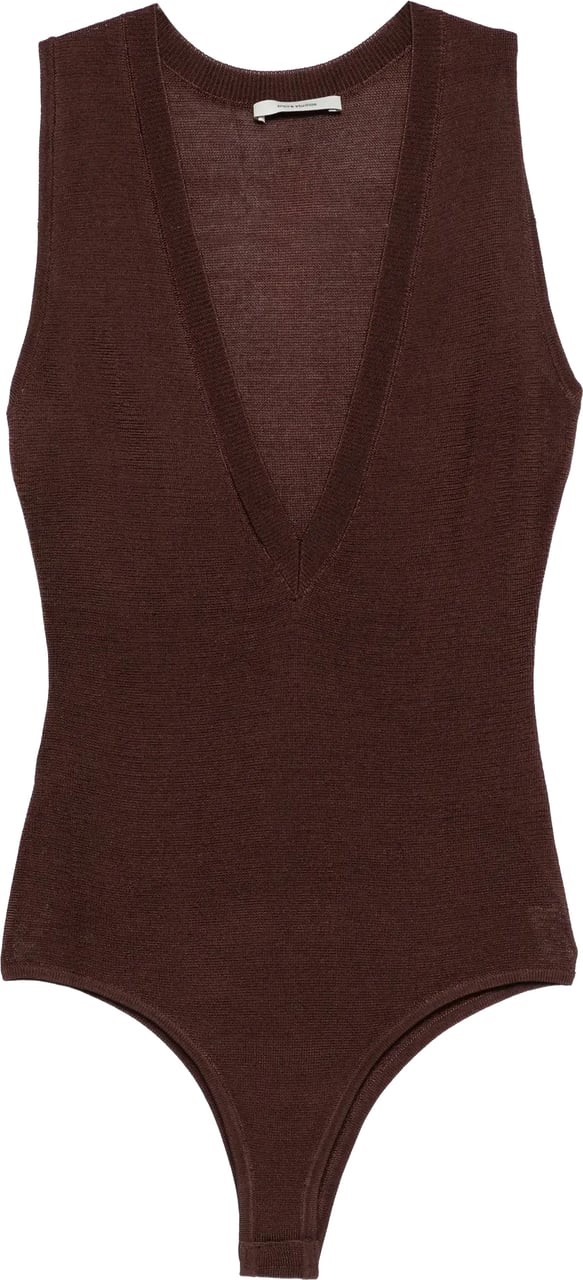Entire Studios Deep V Neck Bodysuit Chocolate Bruin