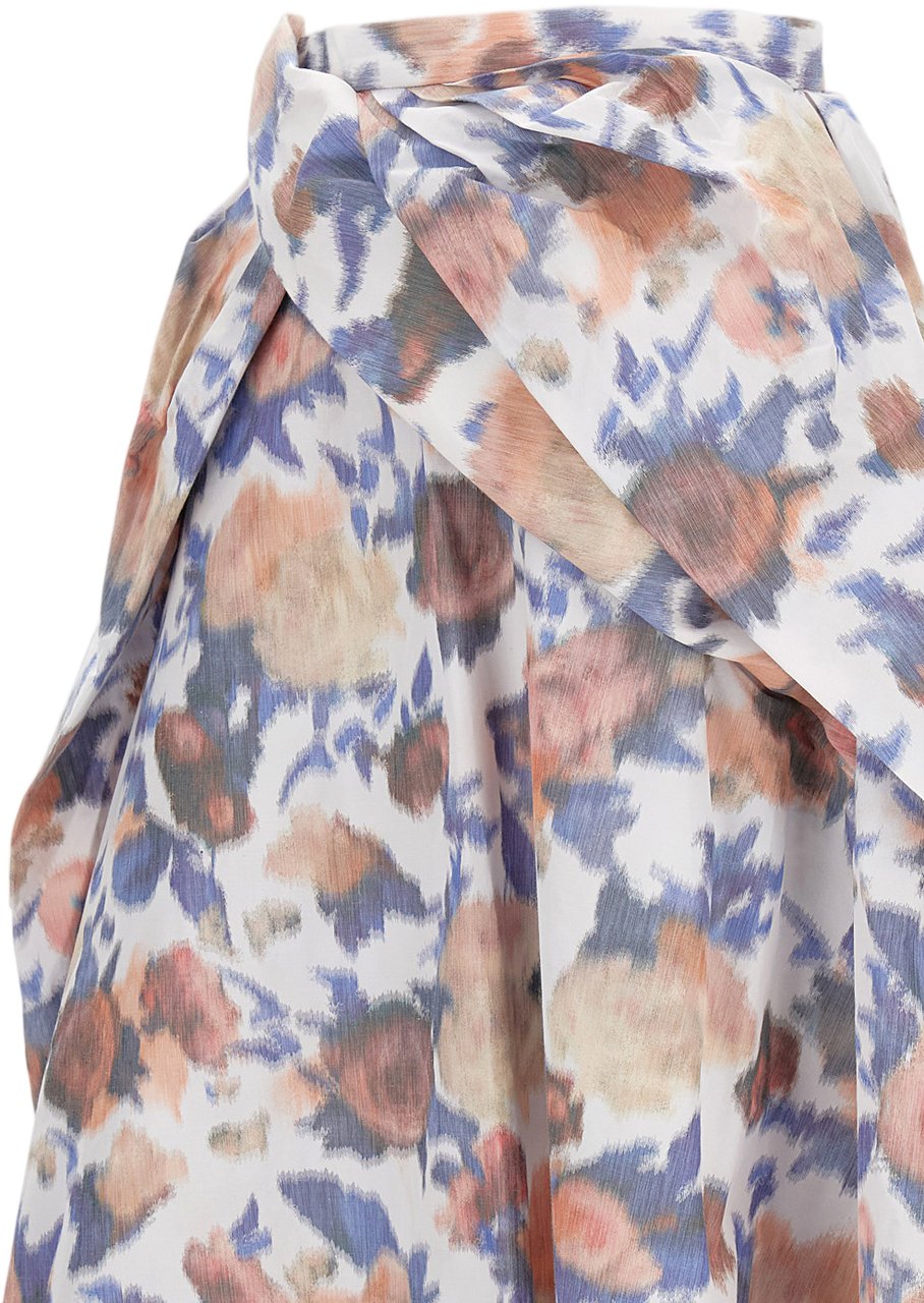 Erdem Maxi Skirt With Pleated Floral Design And Structured Waistband Roze