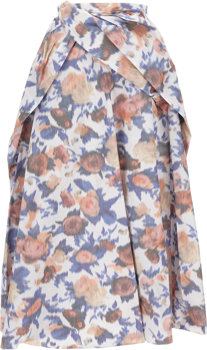 Erdem Maxi Skirt With Pleated Floral Design And Structured Waistband Roze