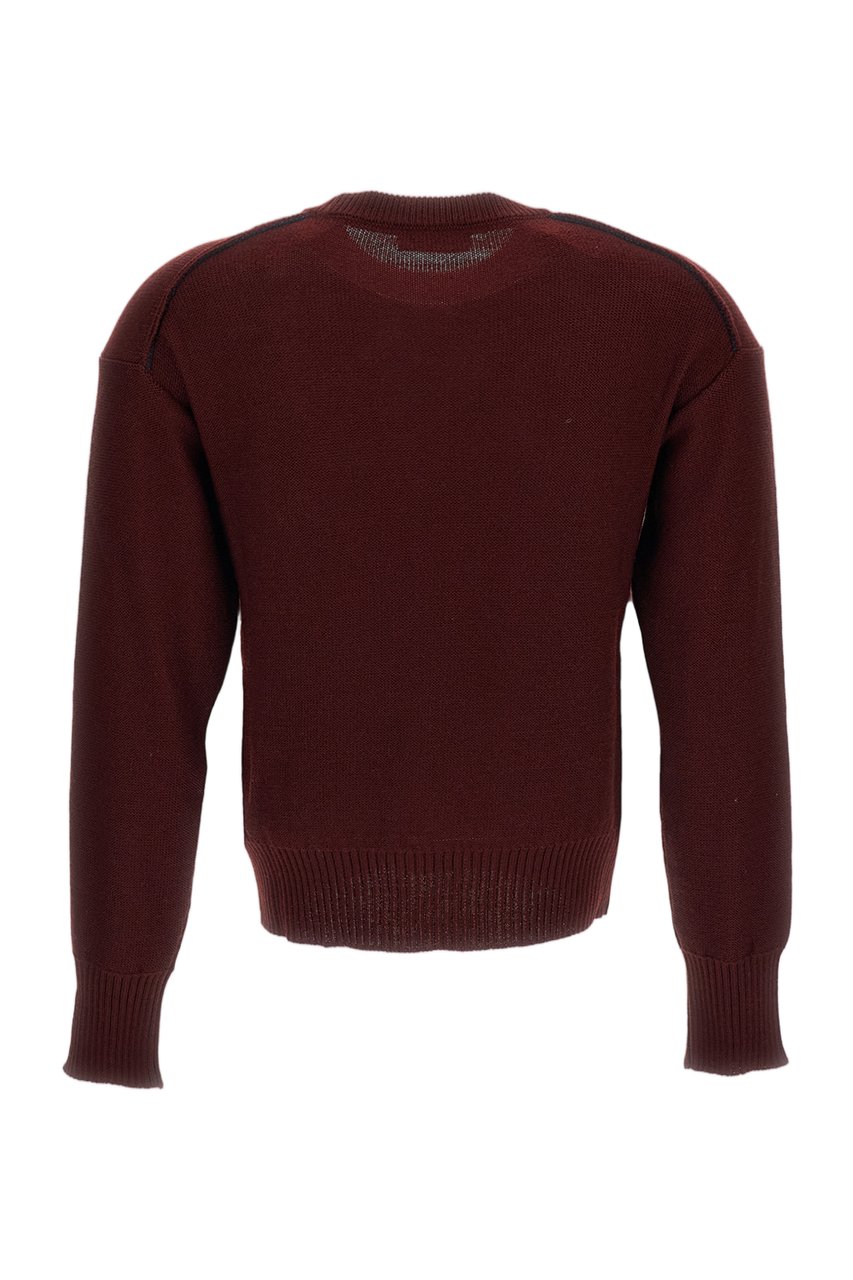 Erdem Cropped Crewneck Sweater with Jacquard Floral Motifs Maroon