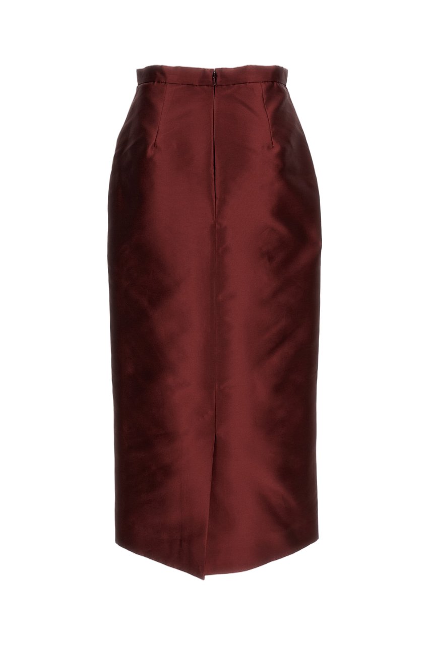 Erdem Burgundy Embroidered Mikado Midi Skirt Maroon