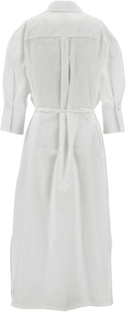 Erdem White Cotton Poplin Midi Dress with Tulip Embroidery Wit