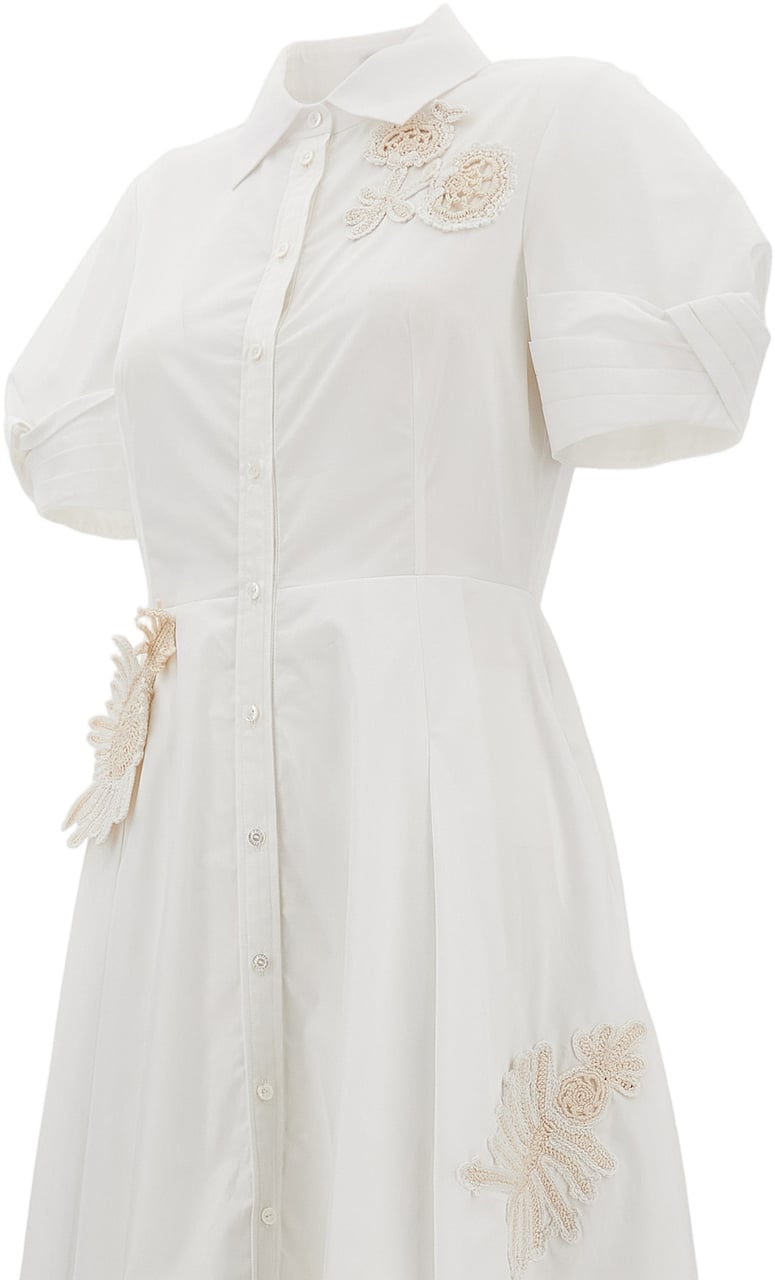 Erdem Cotton Midi Dress With Appliqués Wit