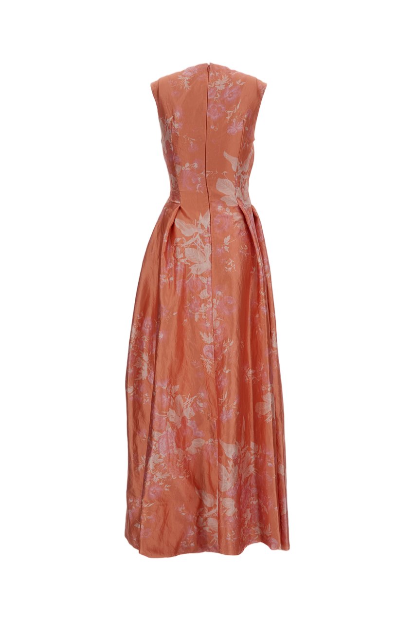Erdem Floral-Print Textured Satin Hourglass Gown Roze