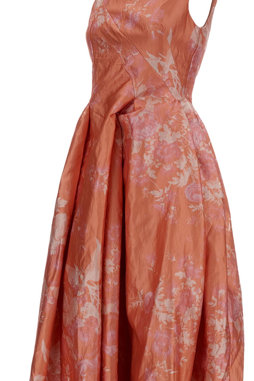 Erdem Floral-Print Textured Satin Hourglass Gown Roze