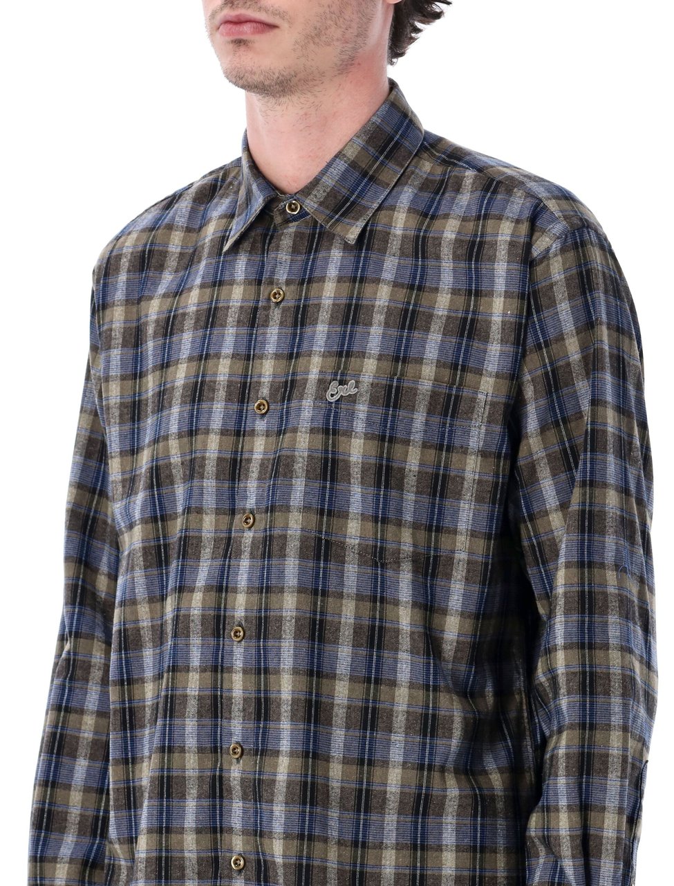 ERL Check Shirt Grey Check Blauw