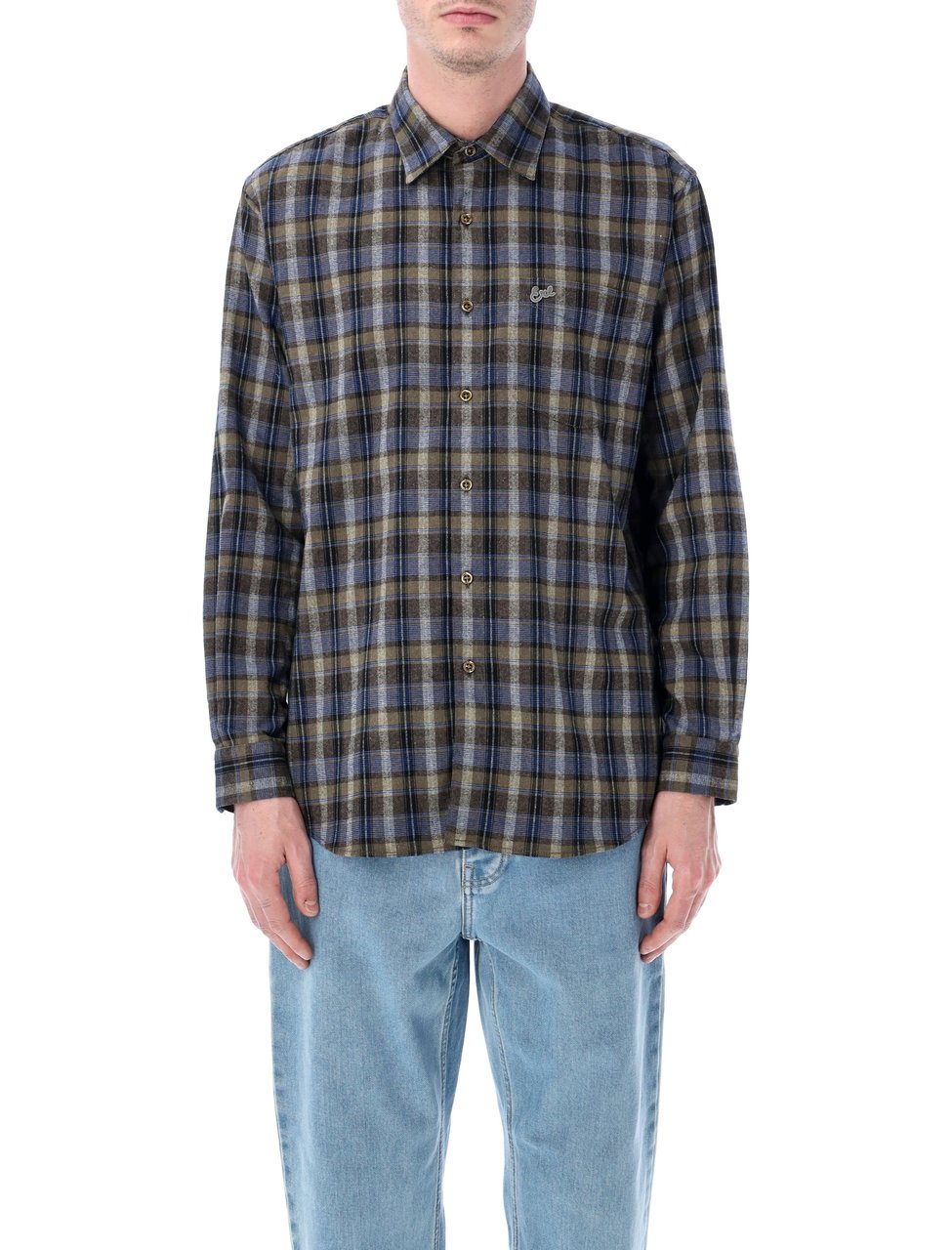 ERL Check Shirt Grey Check Blauw