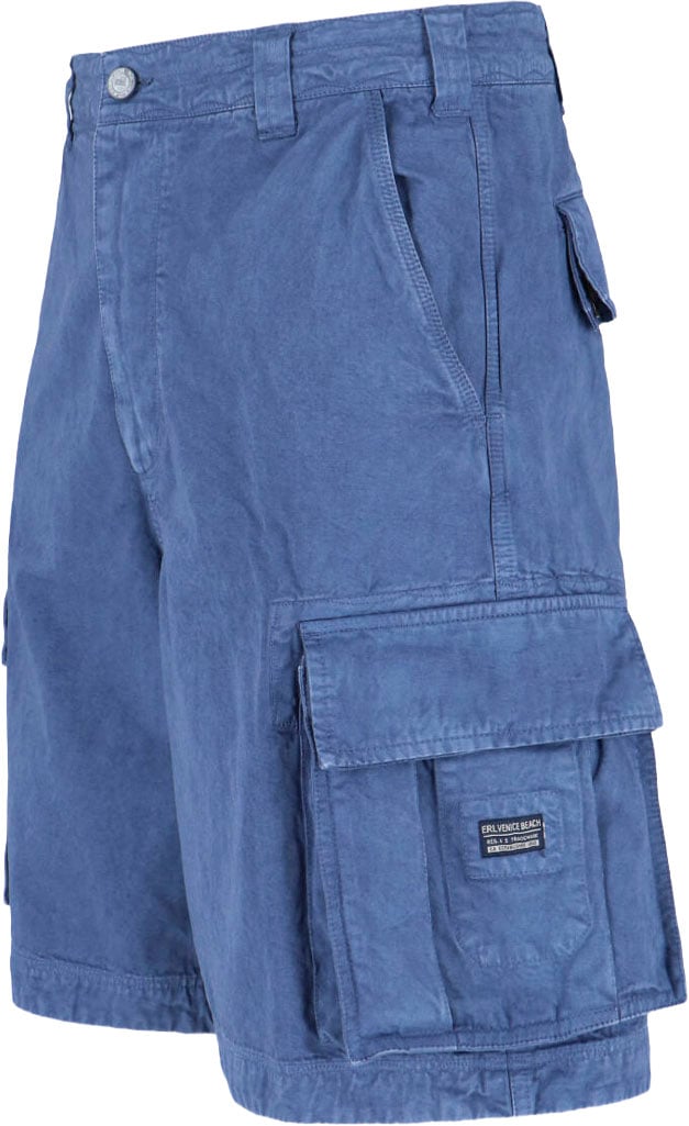 ERL Mid-Waist Blue Cotton Cargo Shorts Blauw